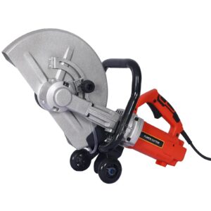 Electric 14″ Wet/Dry Concrete Cut-Off Saw with Guide Roller & Water Line Attachment