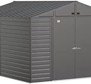 Arrow Select 10′ x 12′ Outdoor Lockable Steel Storage Shed Building, Charcoals